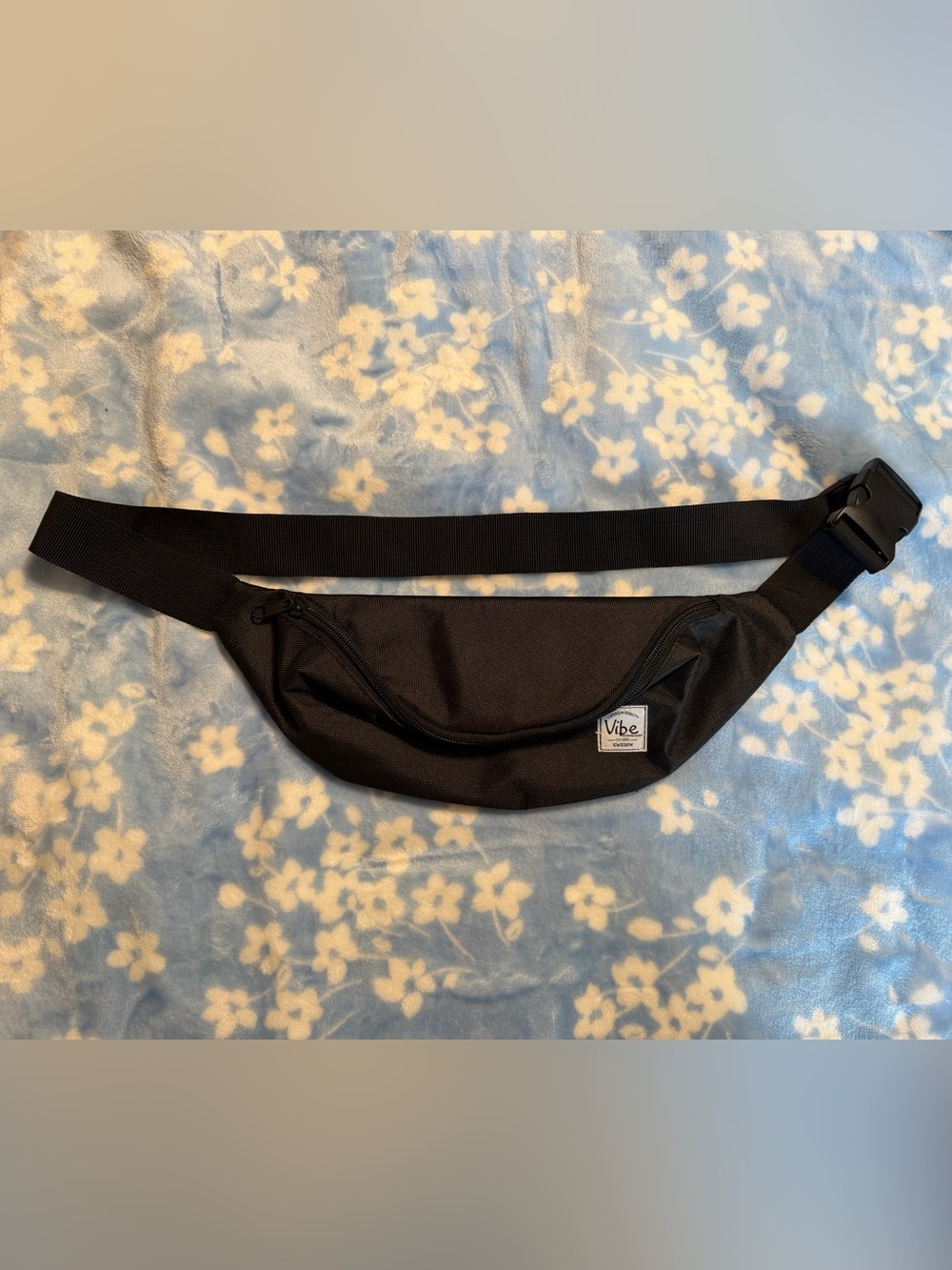 Vibe Black Belt Bag with Front Zip
